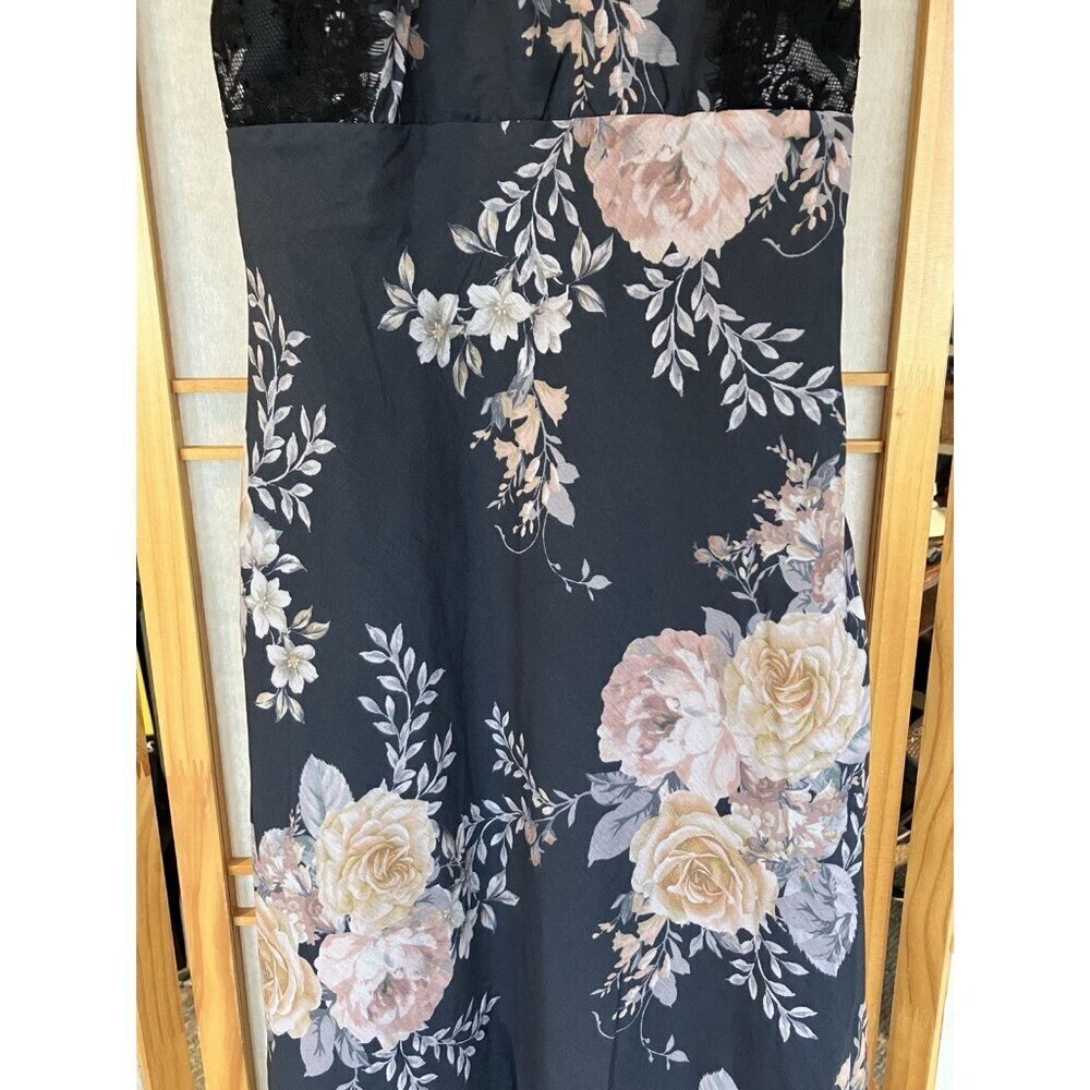 Maison Armory Black Moonlight Rose Floral & Lace Slip Dress XSmall, Boho Maxi - Picture 9 of 16